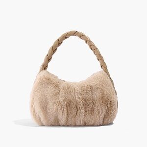 Commense Woven Strap Fuzzy Hand Bag